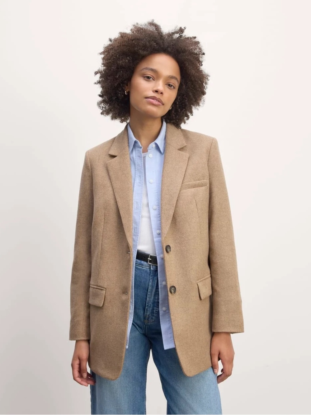 The Oversized Blazer in Wool | Beige Twill